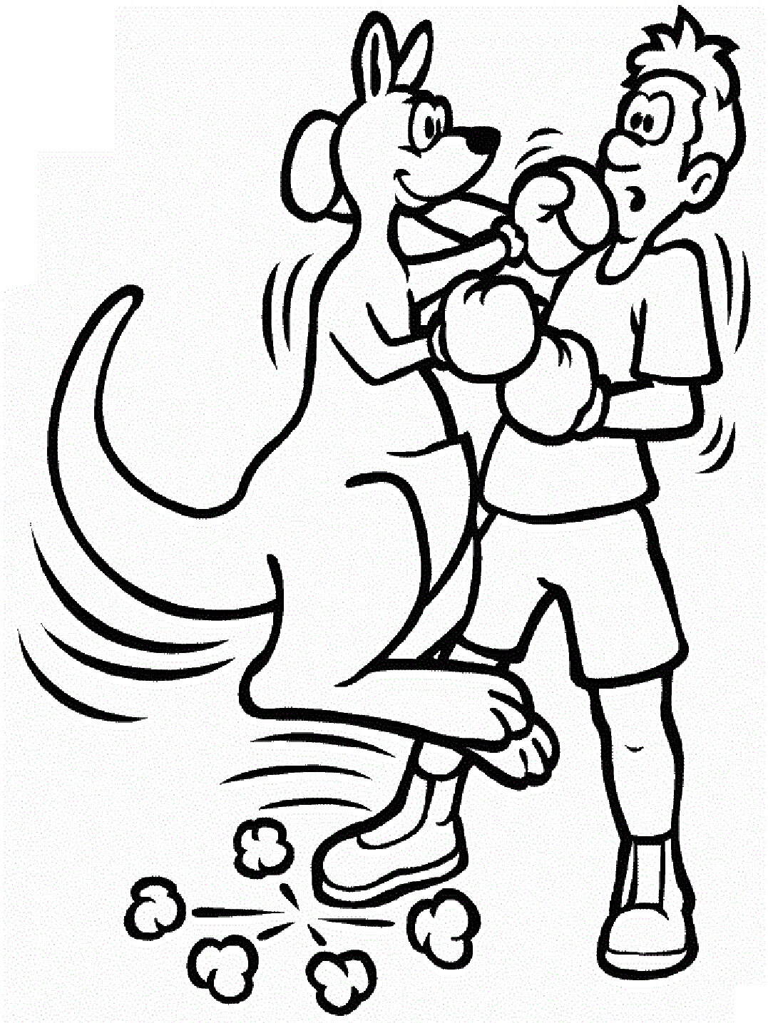 Drawing Kangaroo vs Boxer coloring page