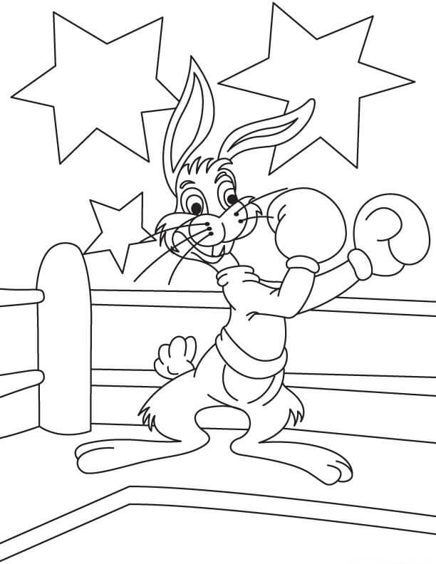Fun Rabbit Boxer coloring page