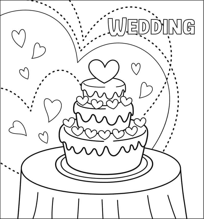 간단한 웨딩 케이크 coloring page