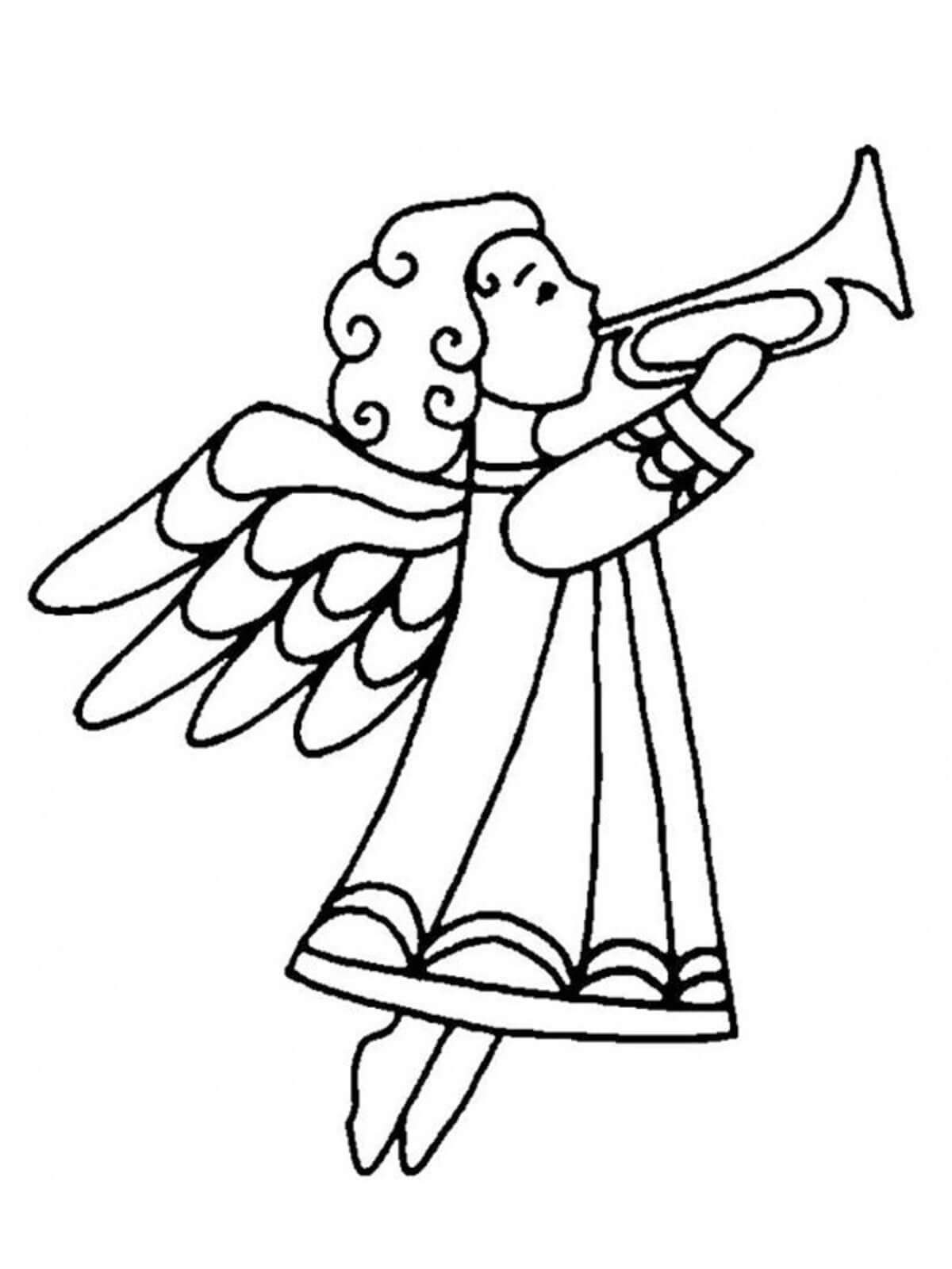그림의 천사가 트럼펫을 연주하다