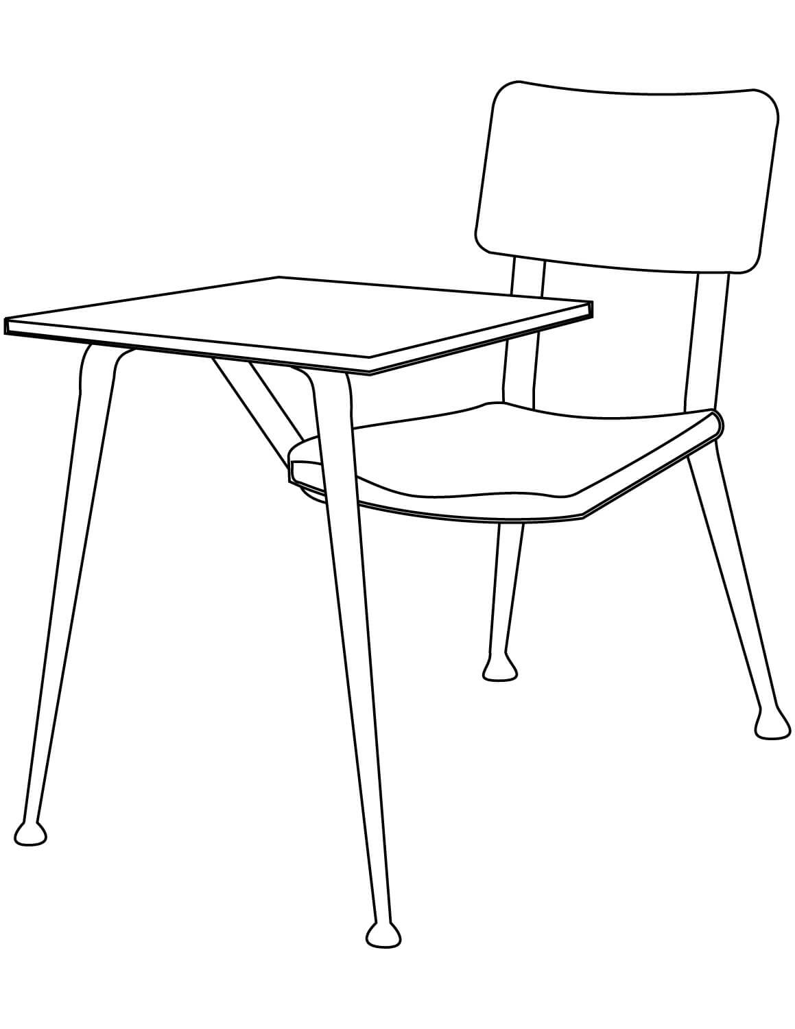 기본 의자 및 테이블 coloring page