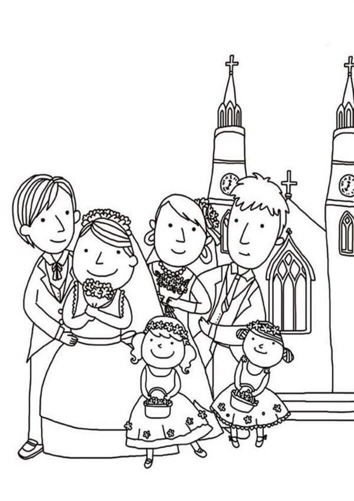 결혼식의 가족 coloring page