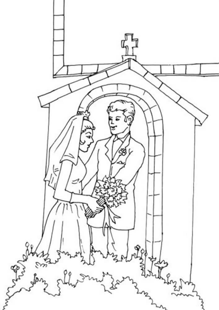 교회 결혼식 coloring page
