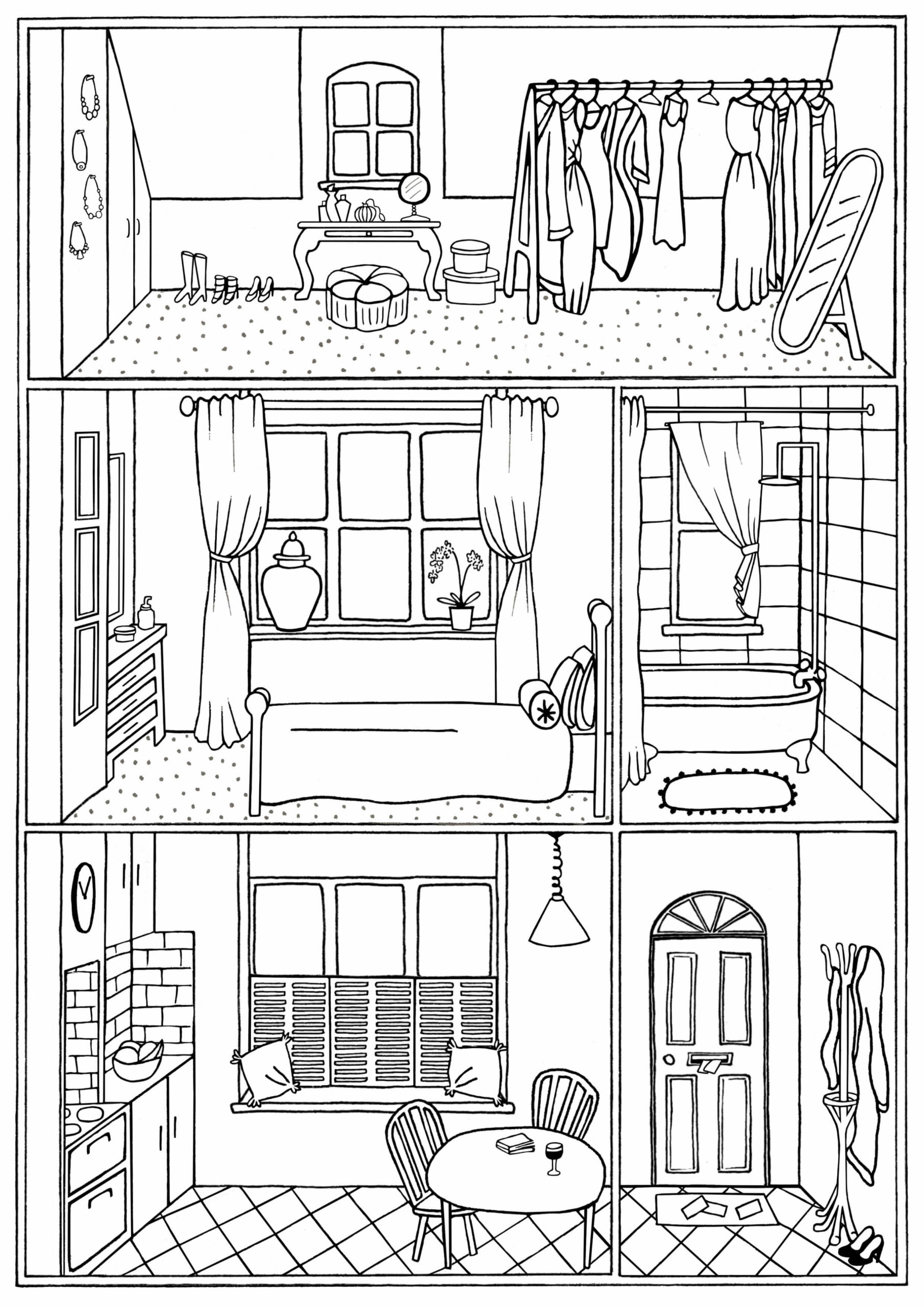 집에 세 개의 방 coloring page