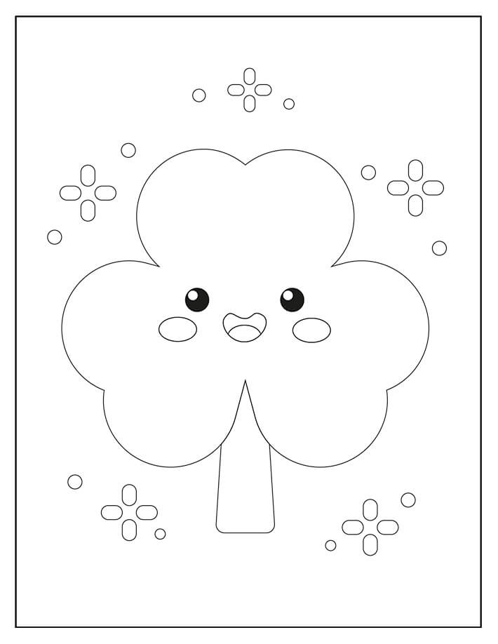 카와이 토끼풀 coloring page