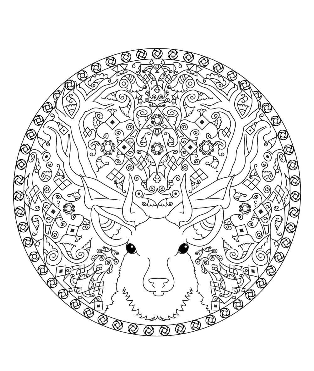 크리스마스 만다라의 순록 coloring page