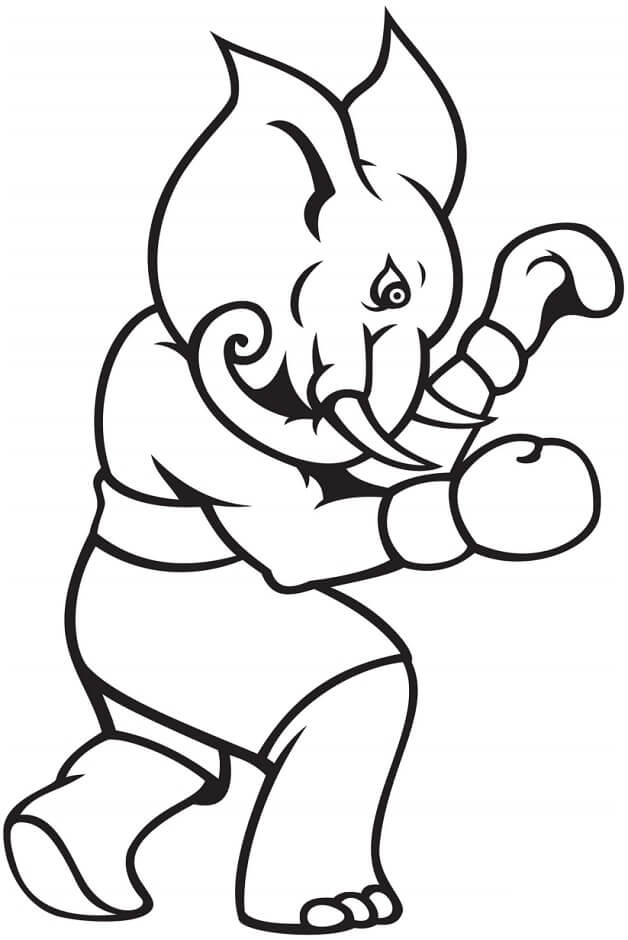 코끼리 복싱 선수 coloring page