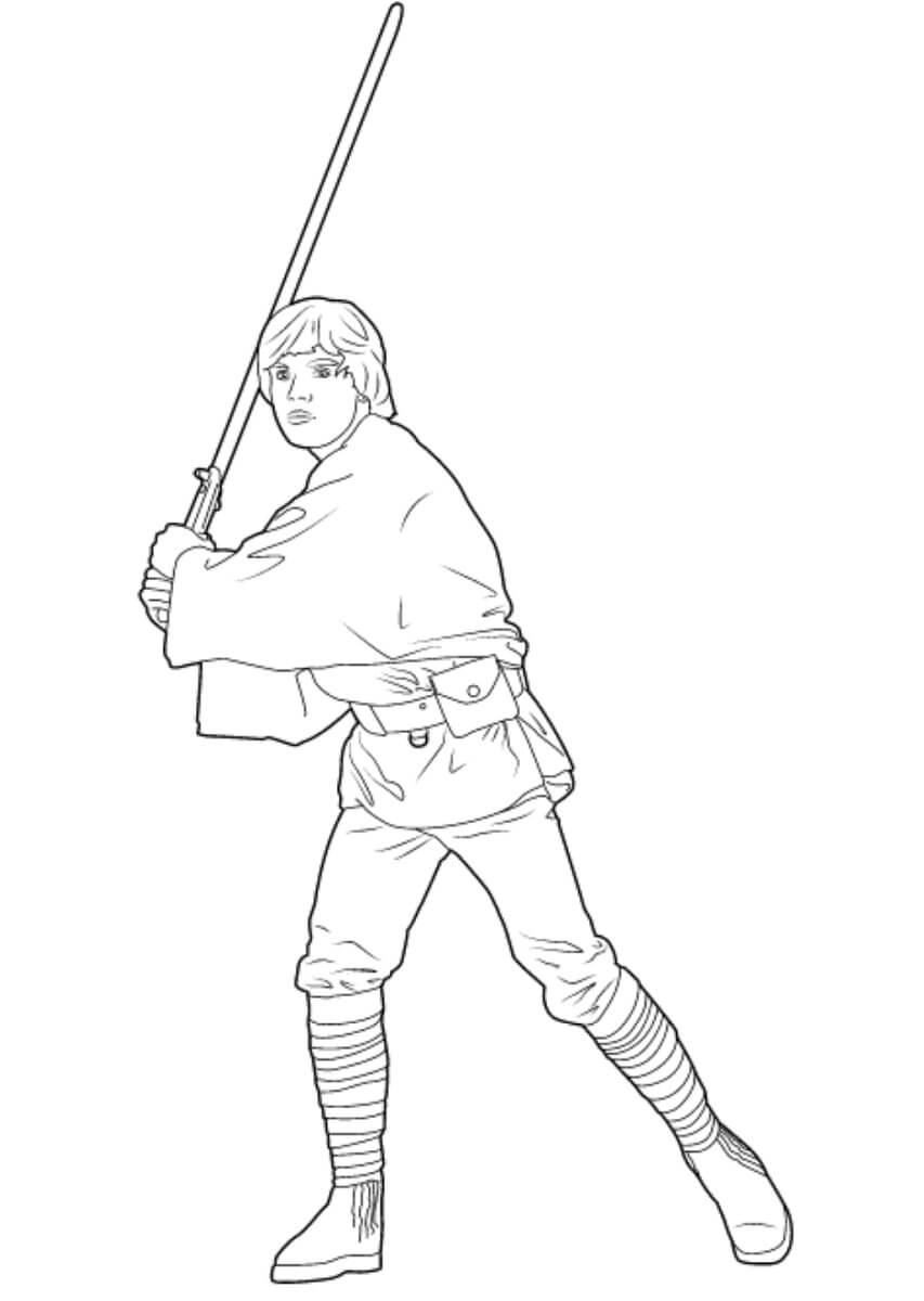 레이저 Swrod를 들고 있는 Luke Skywalker coloring page