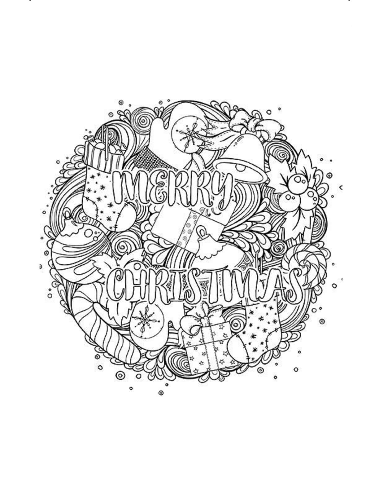 메리 크리스마스 만다라 coloring page