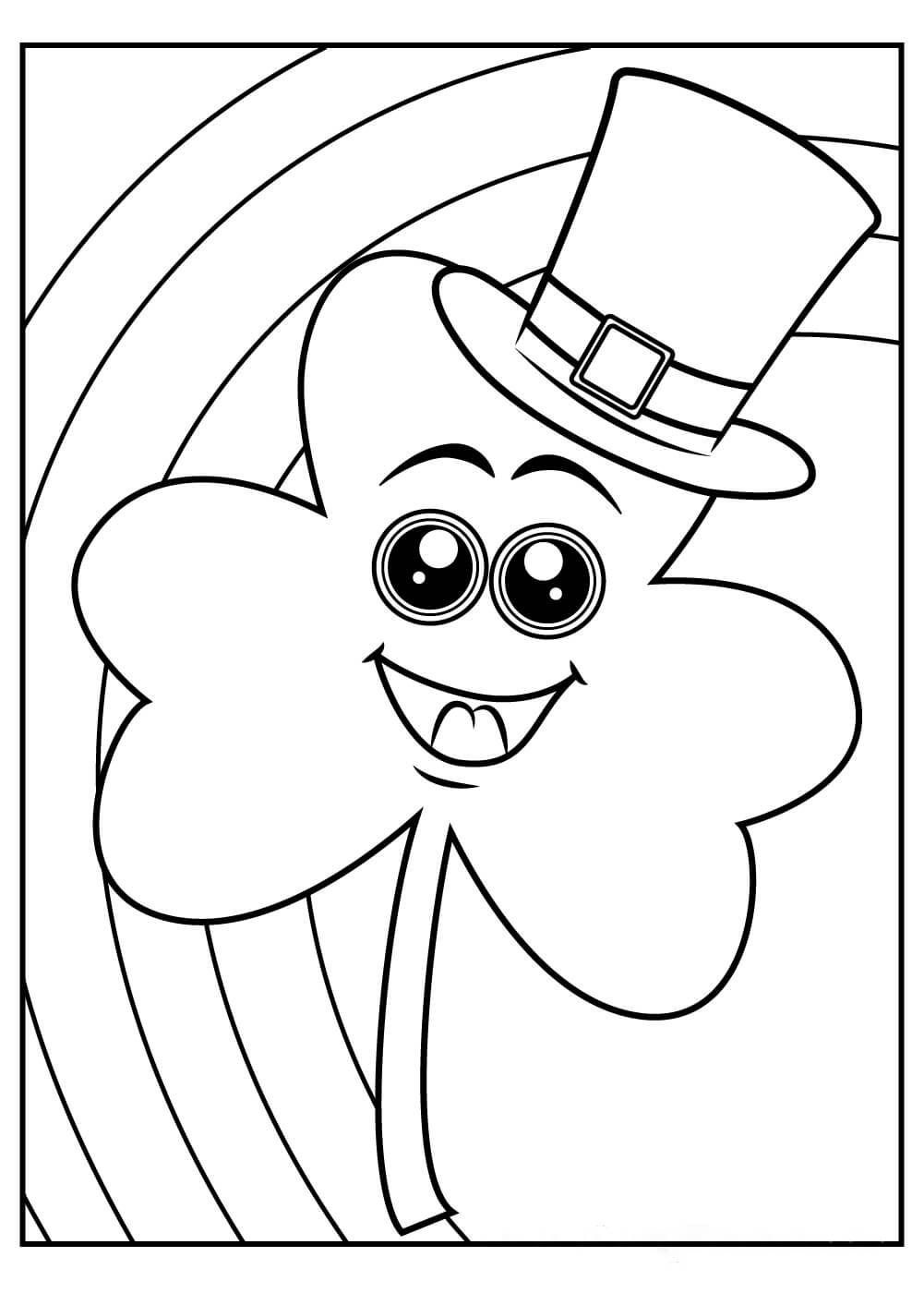 모자를 쓴 재미있는 토끼풀 coloring page