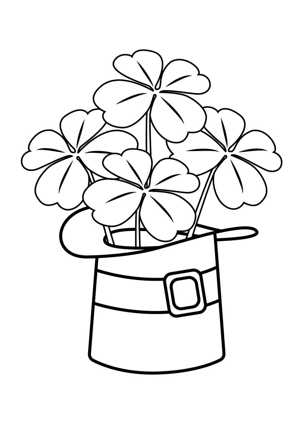 모자를 쓴 토끼풀 coloring page