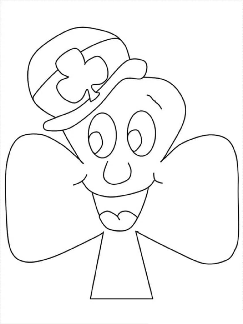 모자를 쓴 웃는 토끼풀 coloring page