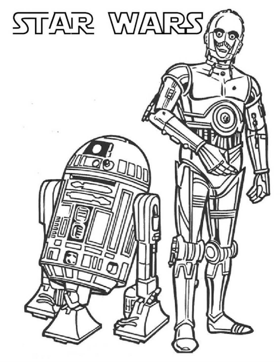 R2-D2 및 C-3PO 그리기 coloring page