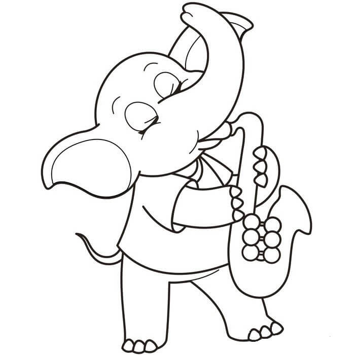 색소폰을 연주하는 코끼리 coloring page