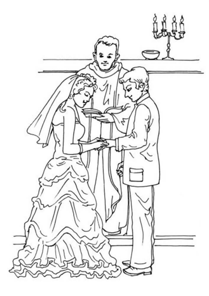 신부와 신부와 신랑 coloring page