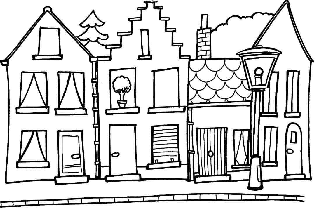 쓰리 하우스 coloring page