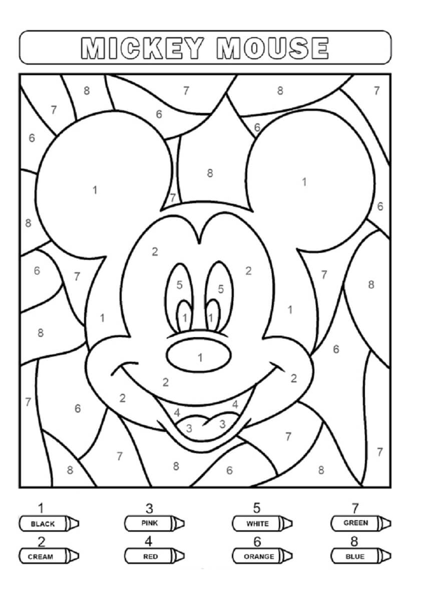 숫자로 보는 미키 마우스 초상화 coloring page