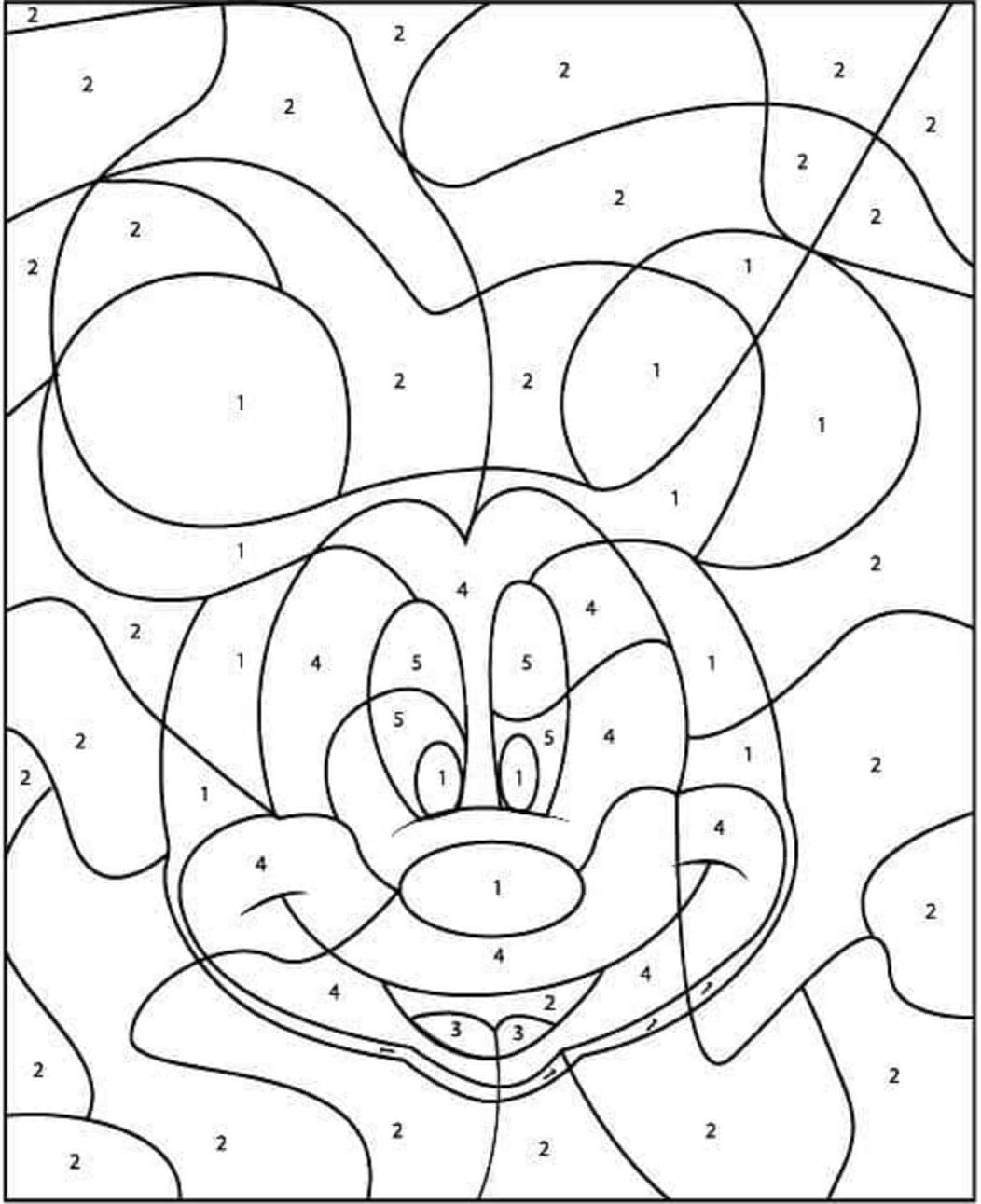 숫자로 보는 미키 마우스 색상 coloring page