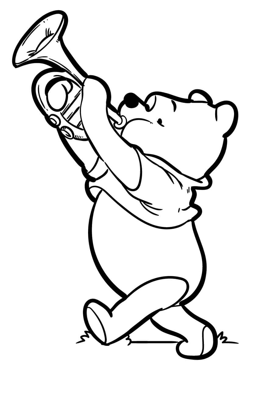 트럼펫을 불고 있는 곰돌이 푸