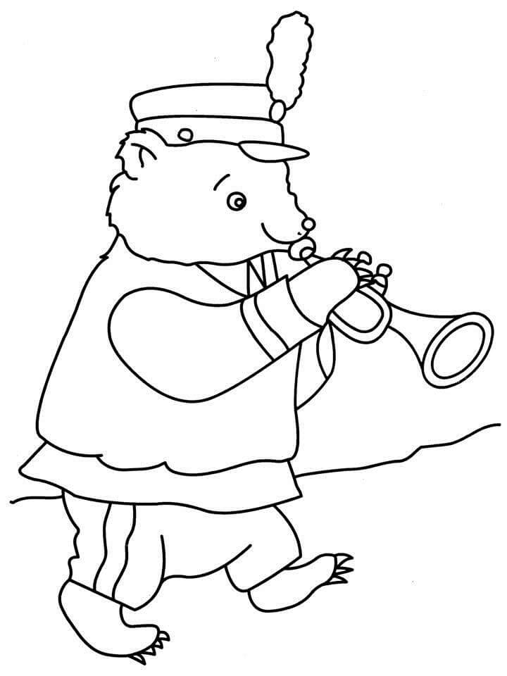 트럼펫을 연주하는 만화 곰