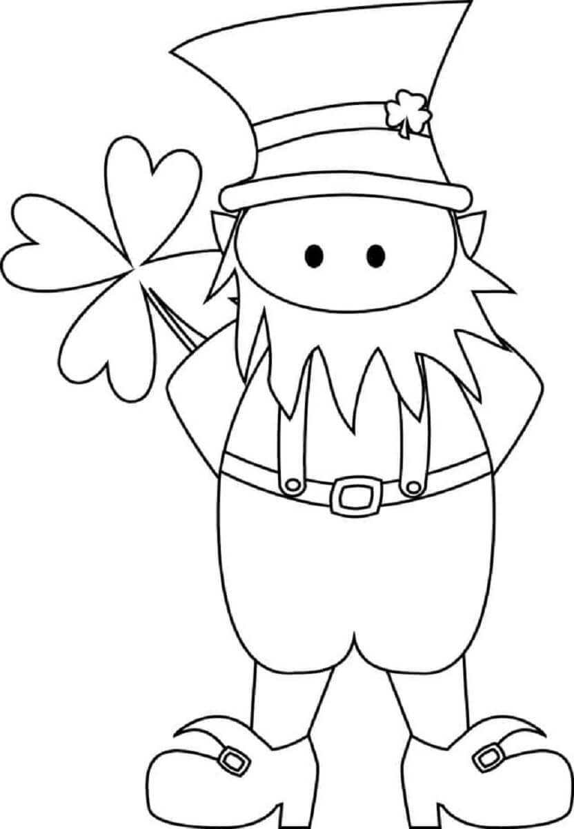 토끼풀을 들고 있는 귀여운 요정 coloring page