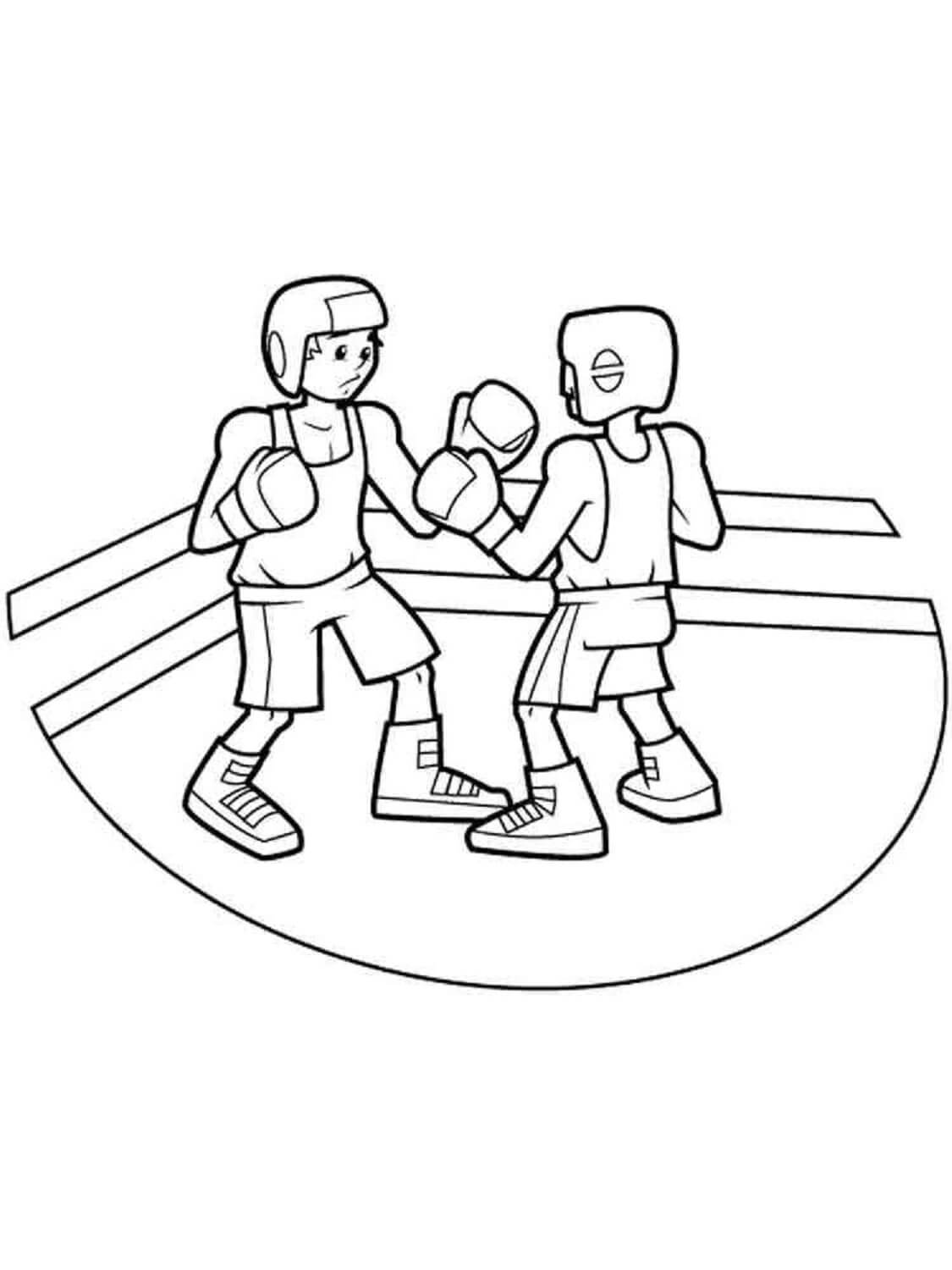 Two Boxing Athletes coloring page