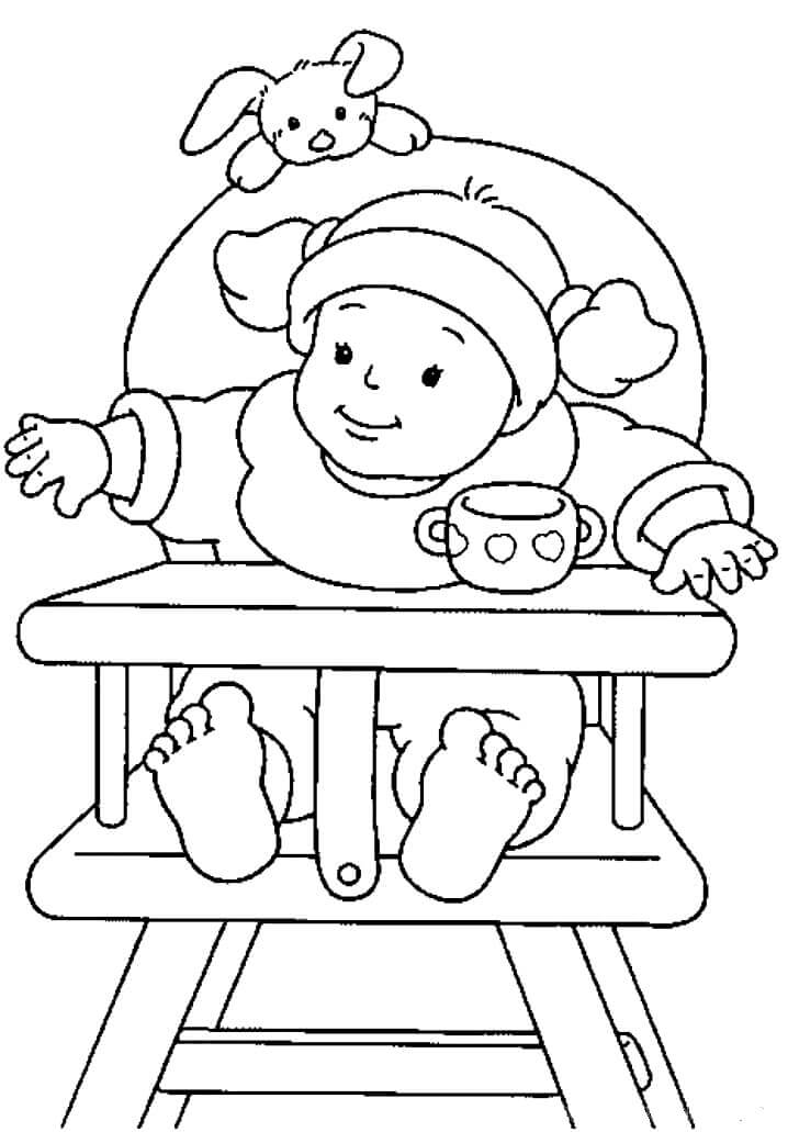의자에 앉은 아기 coloring page
