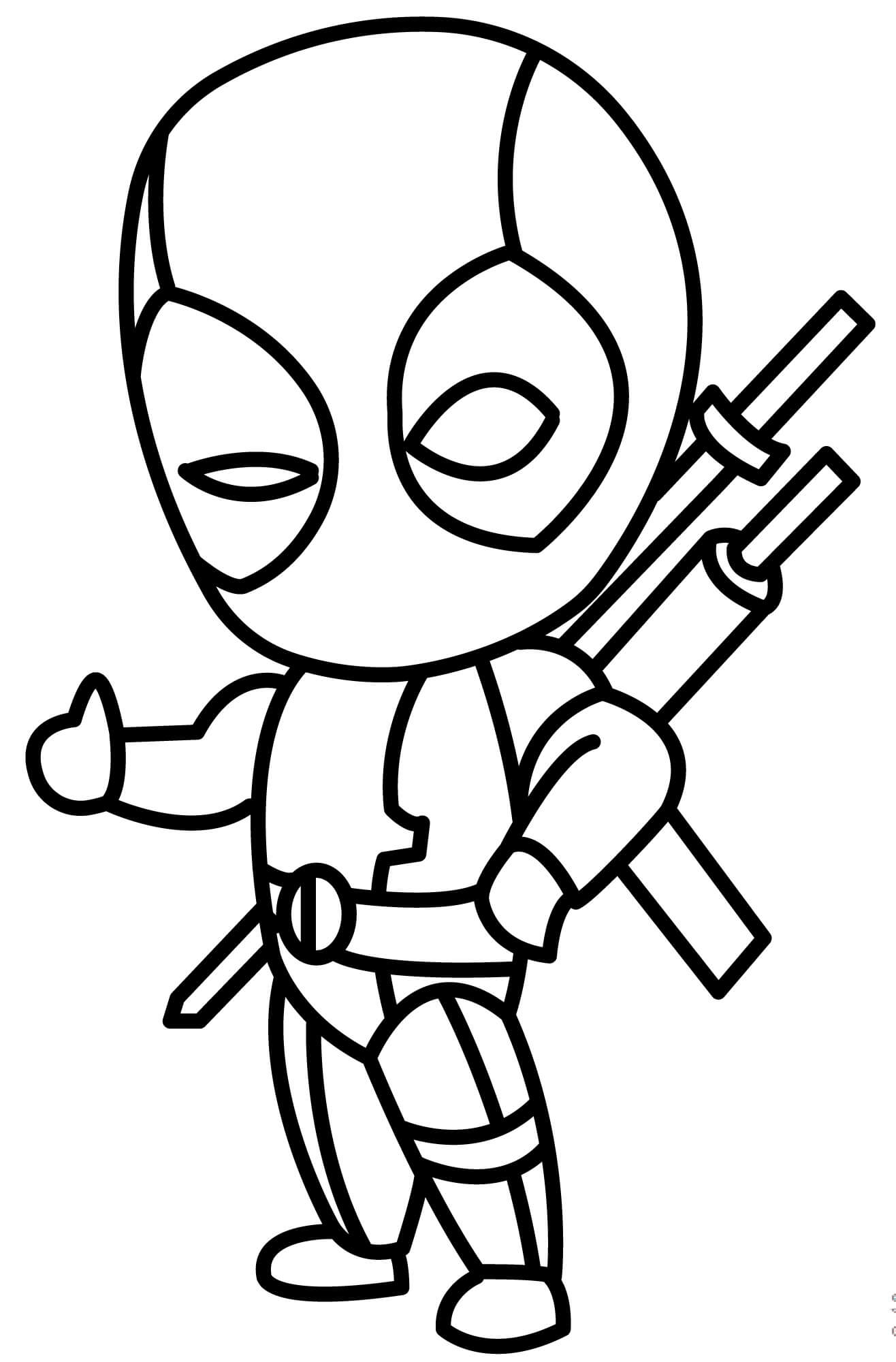 Funny Chibi Deadpool coloring page