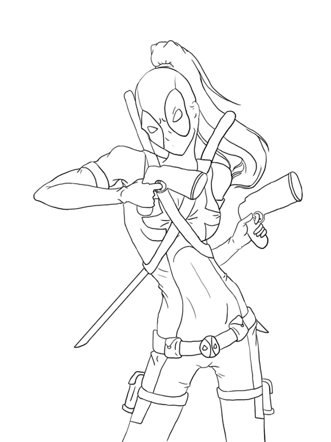 Girl Deadpool coloring page