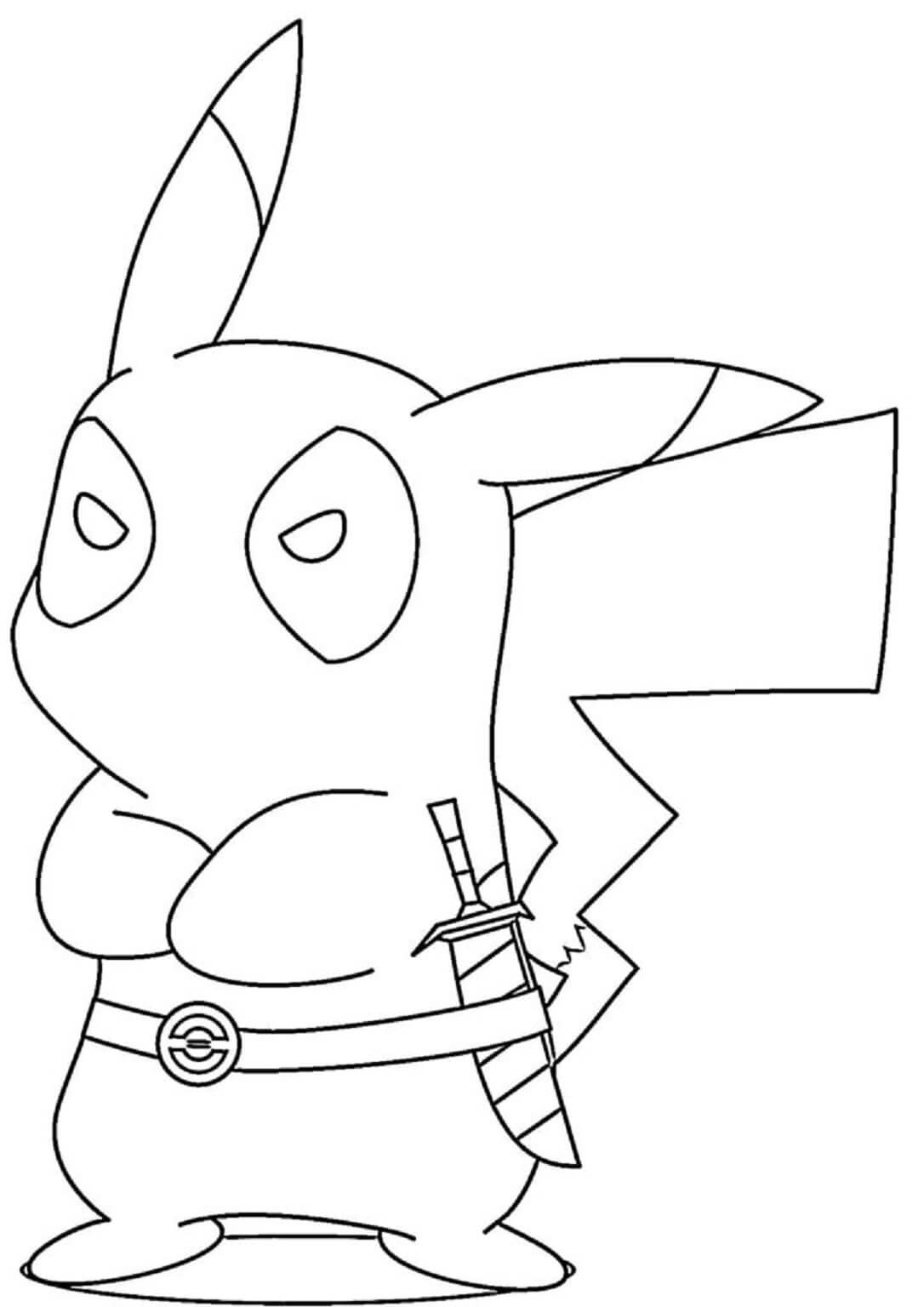 Pikachu Deadpool coloring page