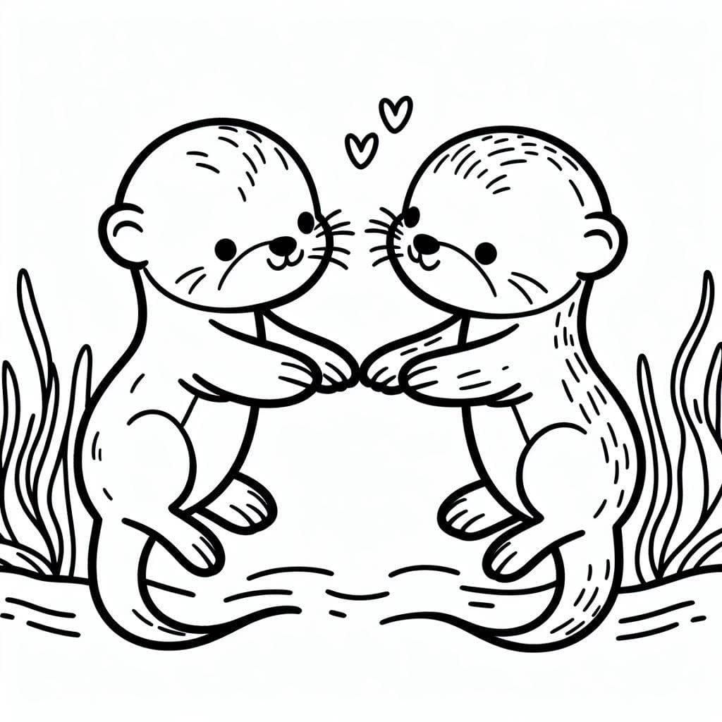 아이들을 위한 사랑스러운 수달 이미지 coloring page