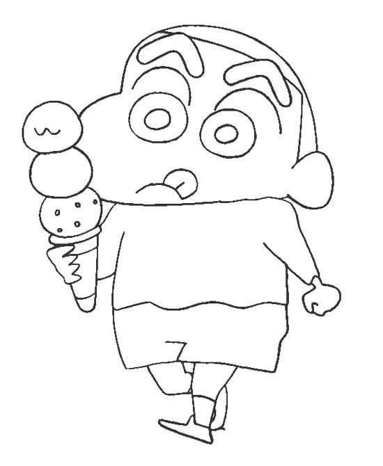 아이스크림을 먹는 신찬 coloring page
