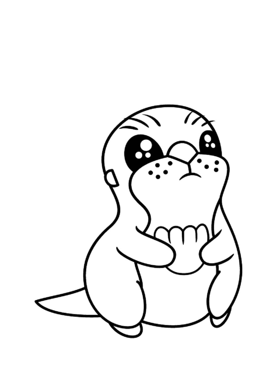 앉아 있는 귀여운 아기 수달