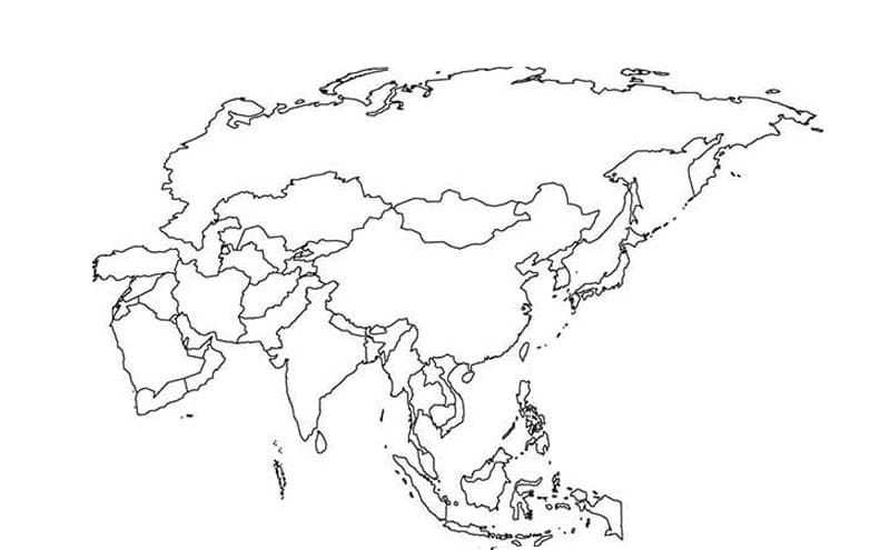 아시아 지도 개요 인쇄 가능 coloring page