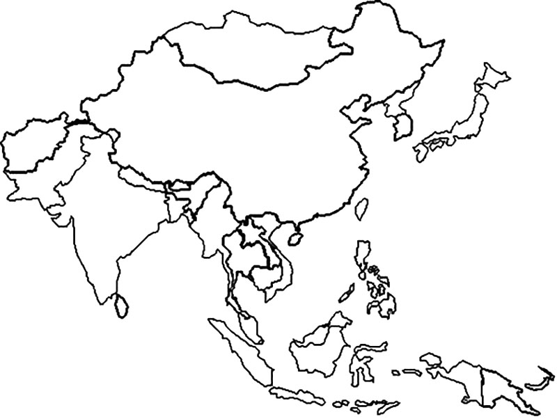 아시아 지도 JPG coloring page