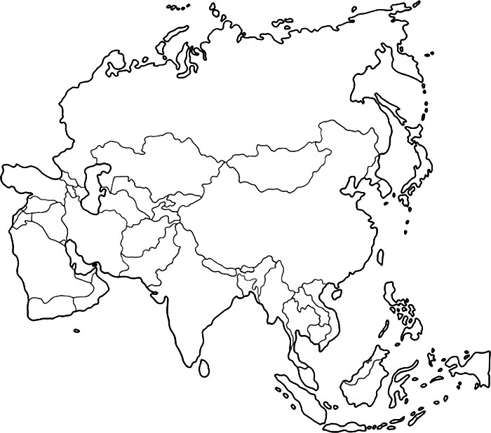 아시아 지도 무료 인쇄 coloring page