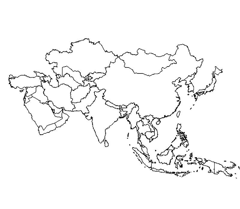 아시아 지도 무료로 인쇄 가능