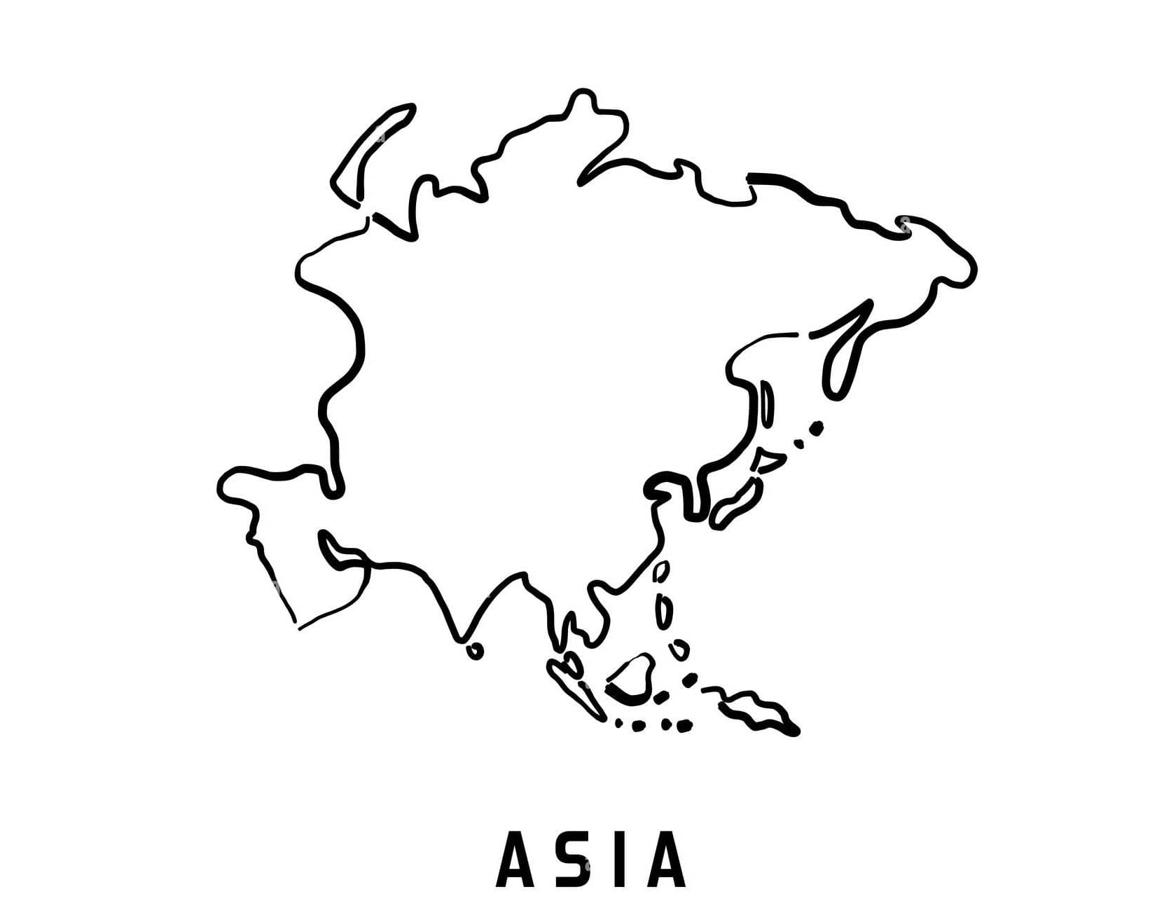 빈 아시아 지도 외곽선 coloring page