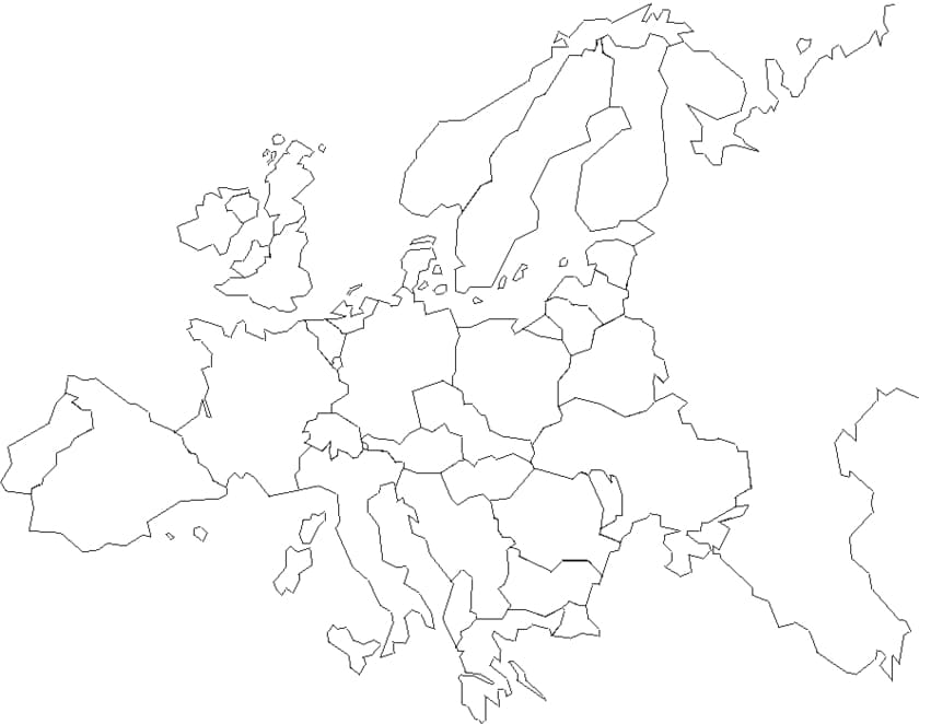빈 유럽 지도 외곽선 coloring page