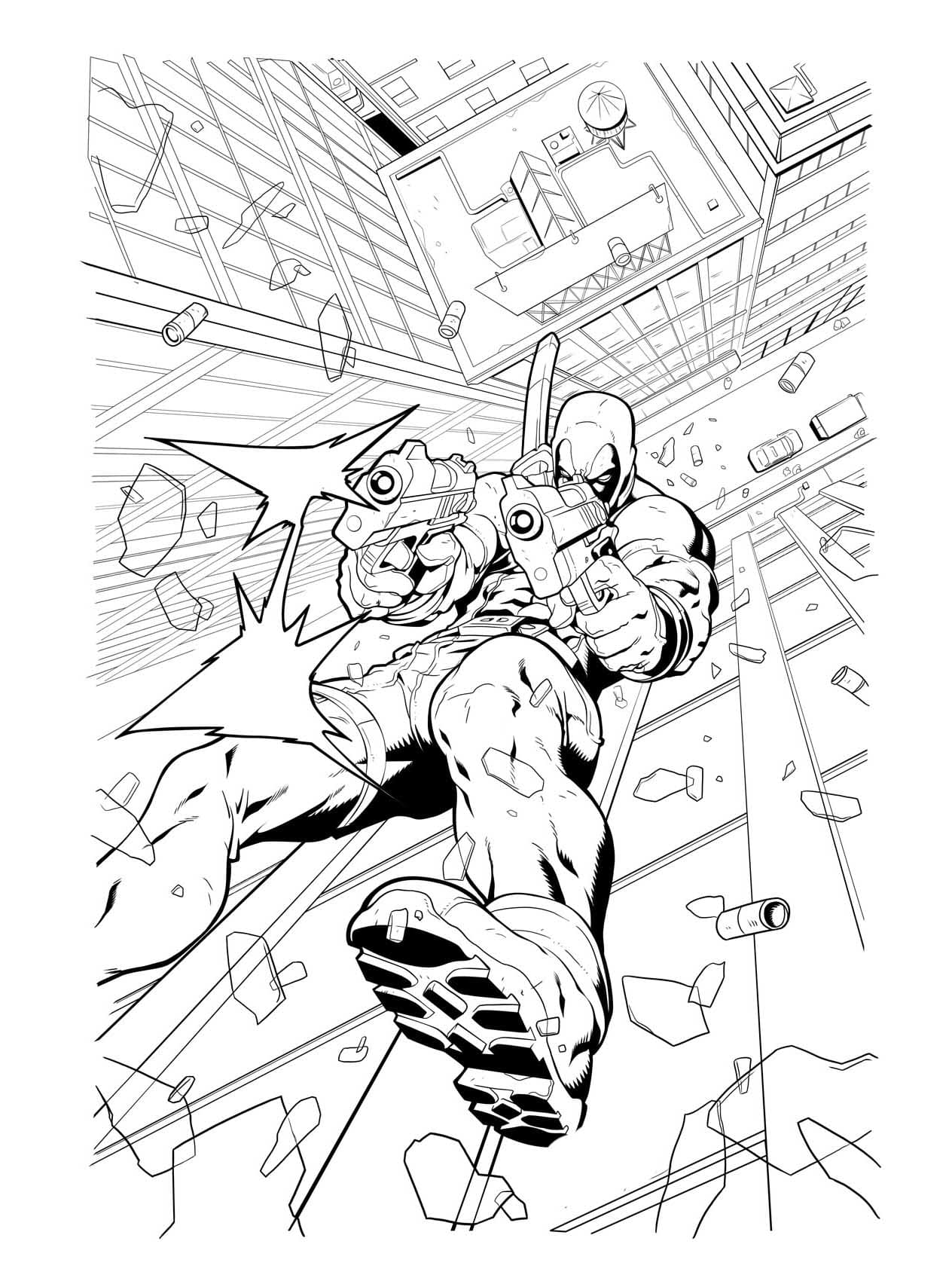 Cool Deadpool Attack coloring page