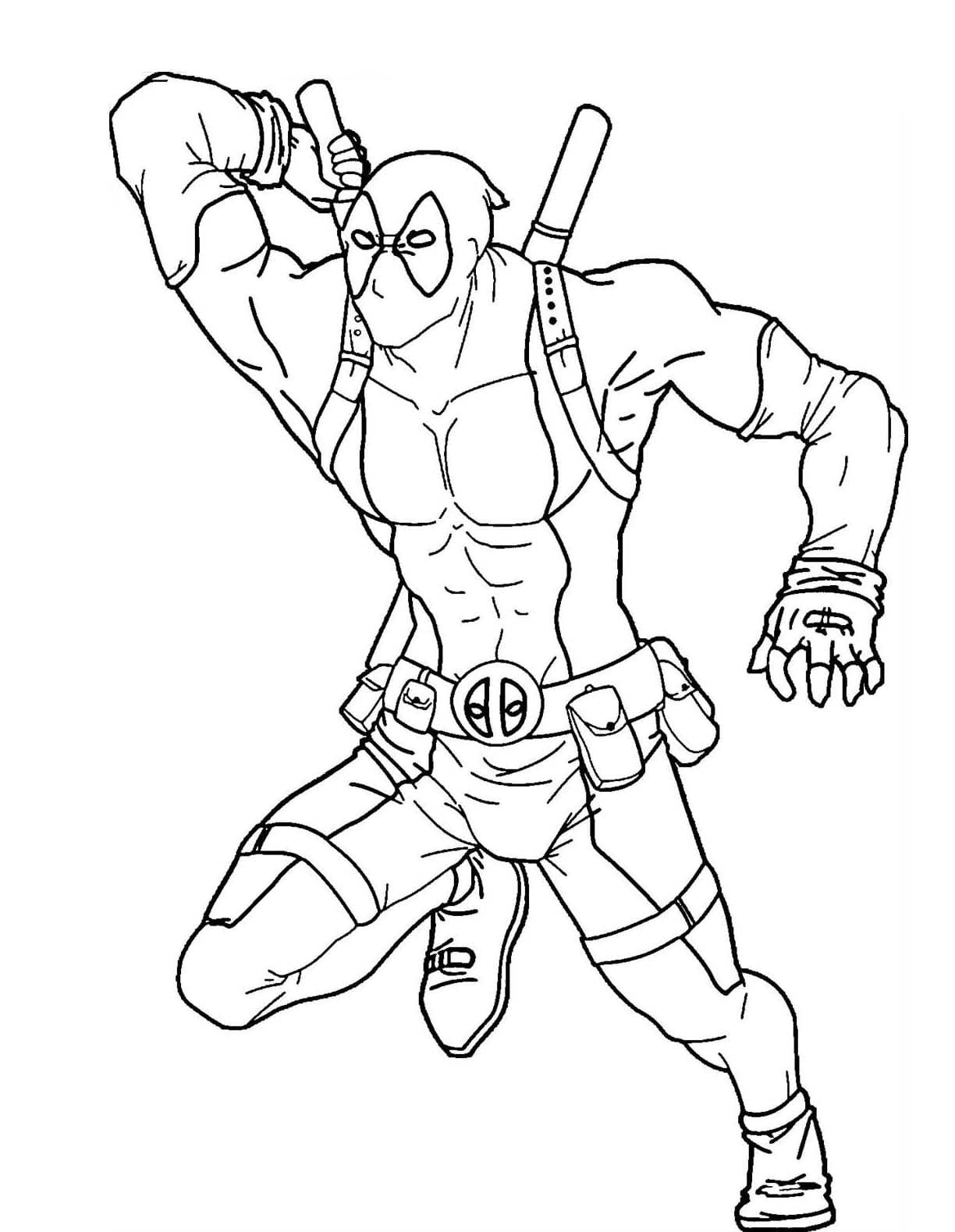 Deadpood Fighting coloring page