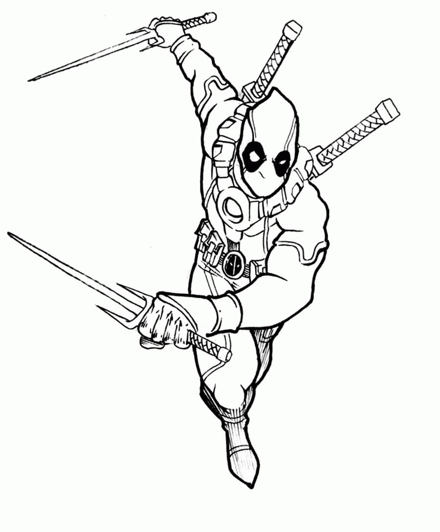 Deadpool Attack coloring page