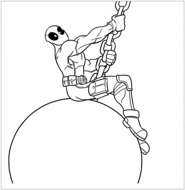 Funny Deadpood Sitting coloring page
