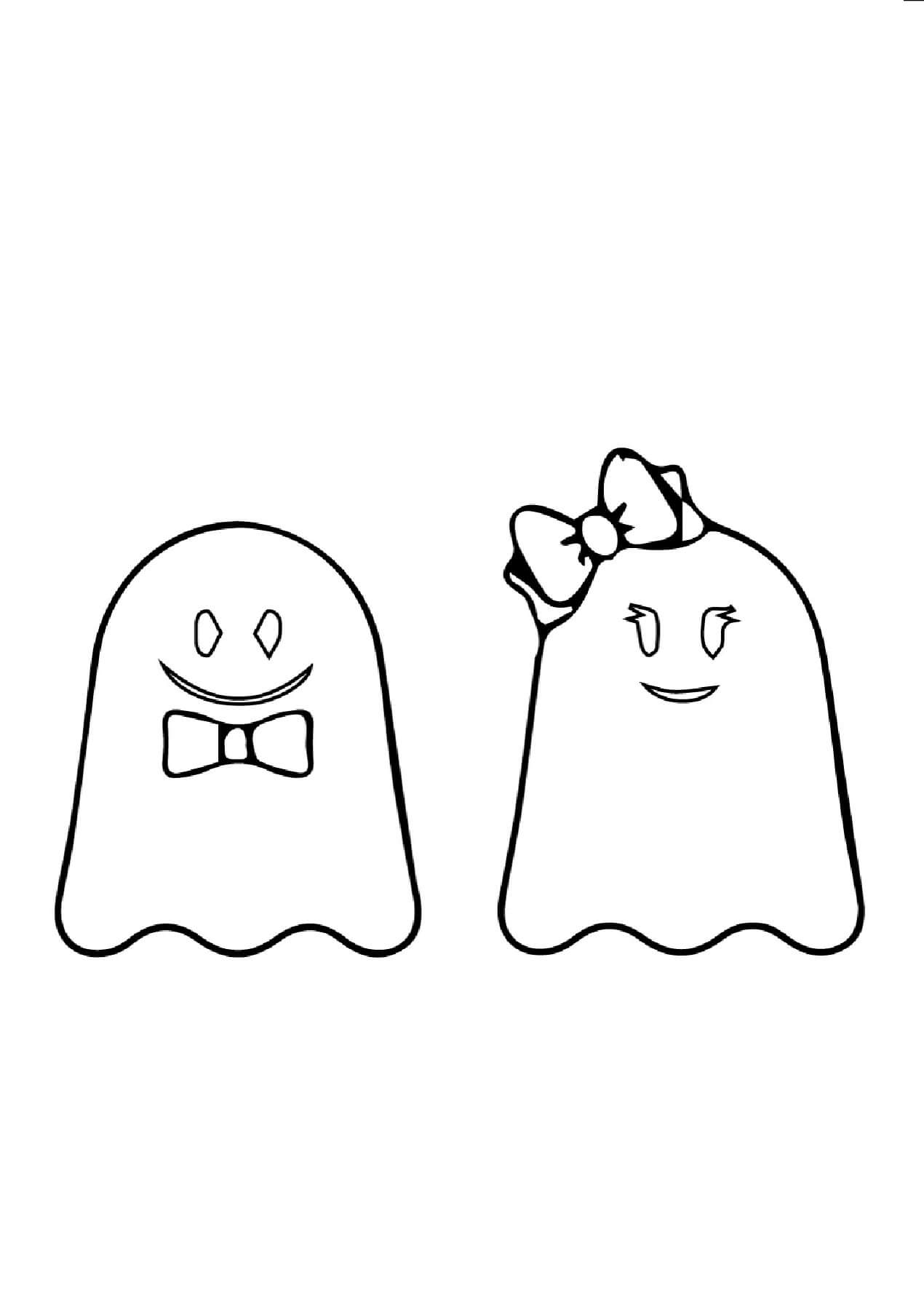귀여운 커플 유령 coloring page