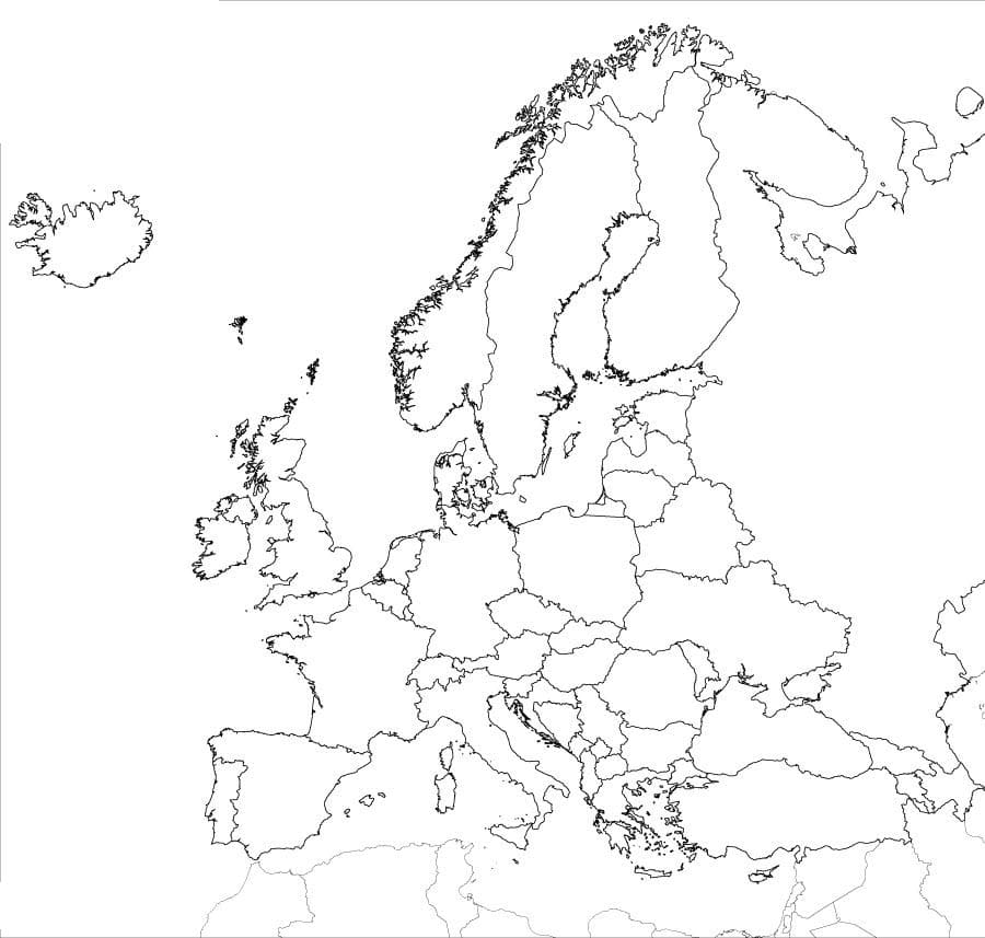 학생들을 위한 유럽 지도 coloring page