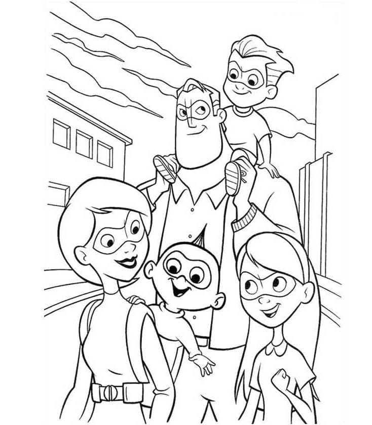 인크레더블 행복한 가족 coloring page