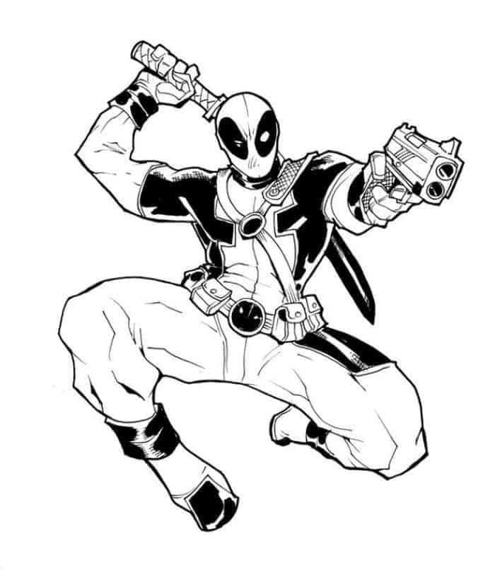 Nice Deadpood Fighting coloring page