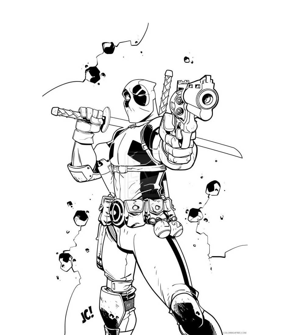 Serious Deadpool coloring page
