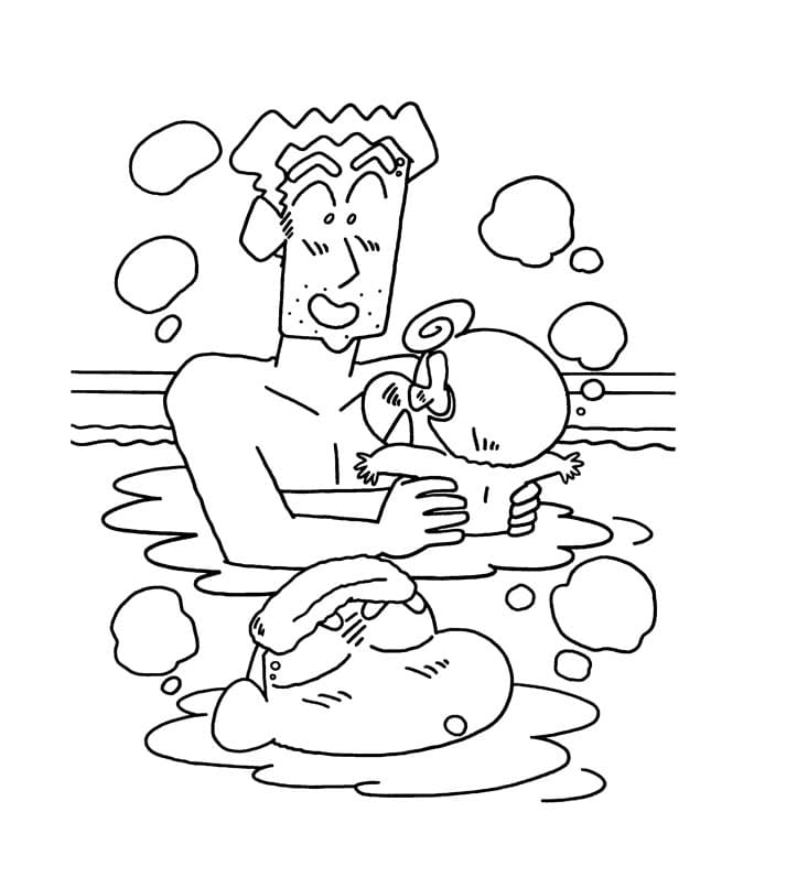 신과 가족이 샤워를하다 coloring page