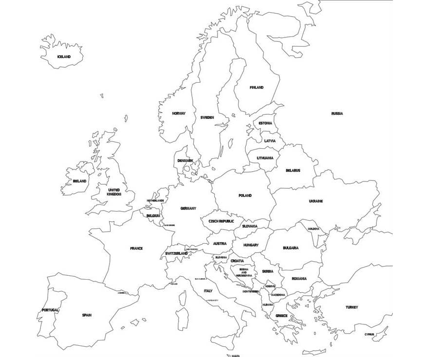 유럽 지도 HD coloring page